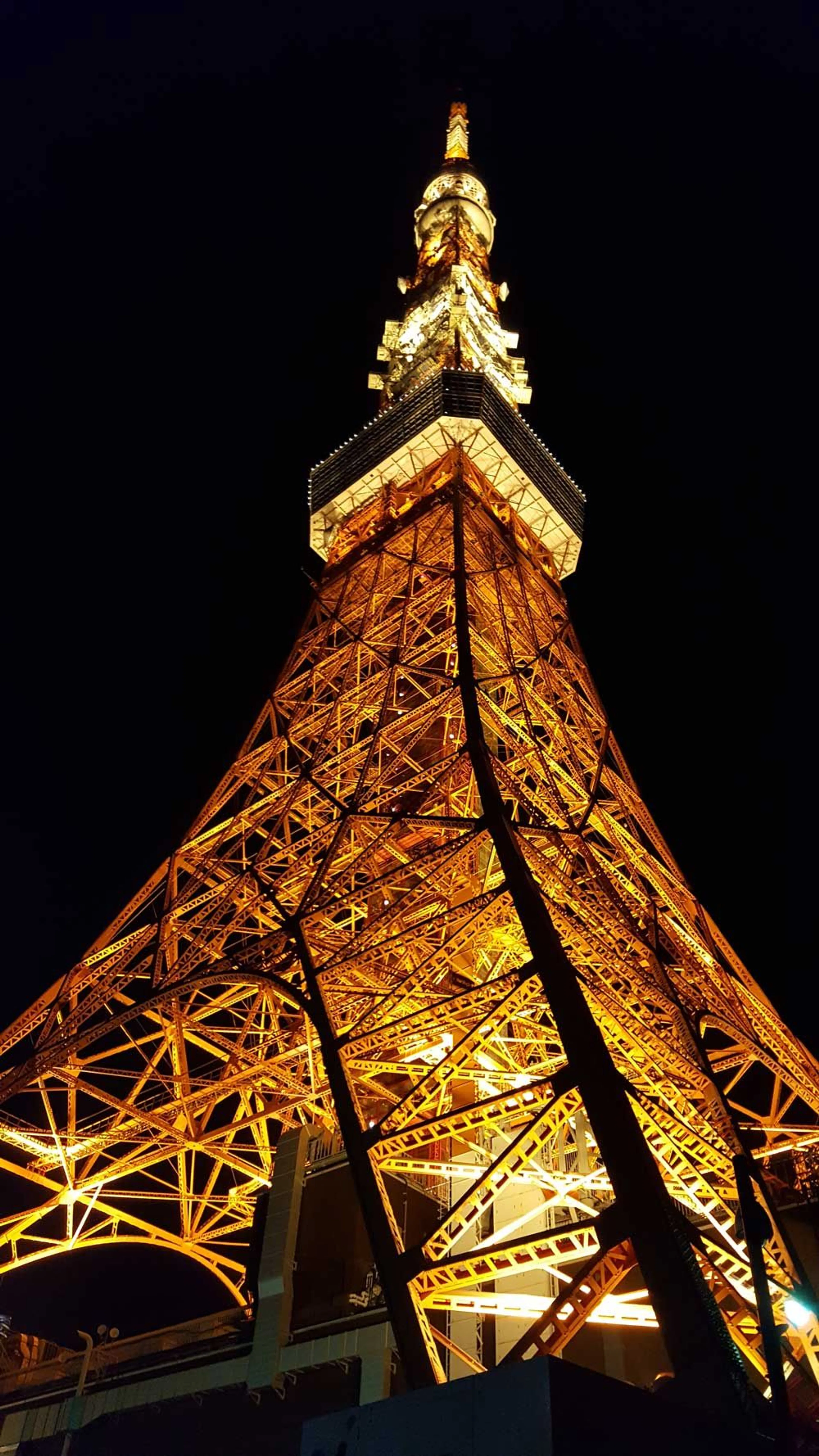 The golden lights of Tokyo Tower at night